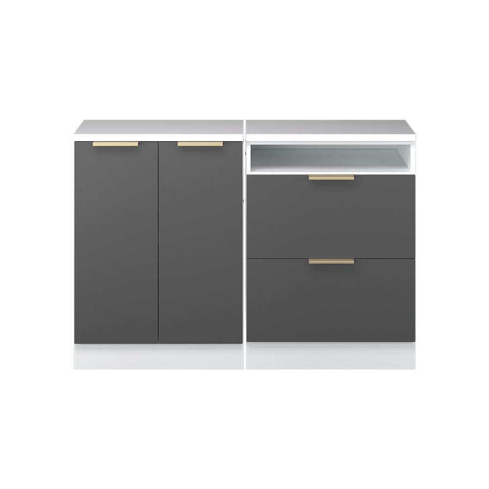 Mobile cucina sottotetto R-Line Antracite-oro/Bianco 120 cm Set di 2 carcasse armadio profondità 60 cm Vicco