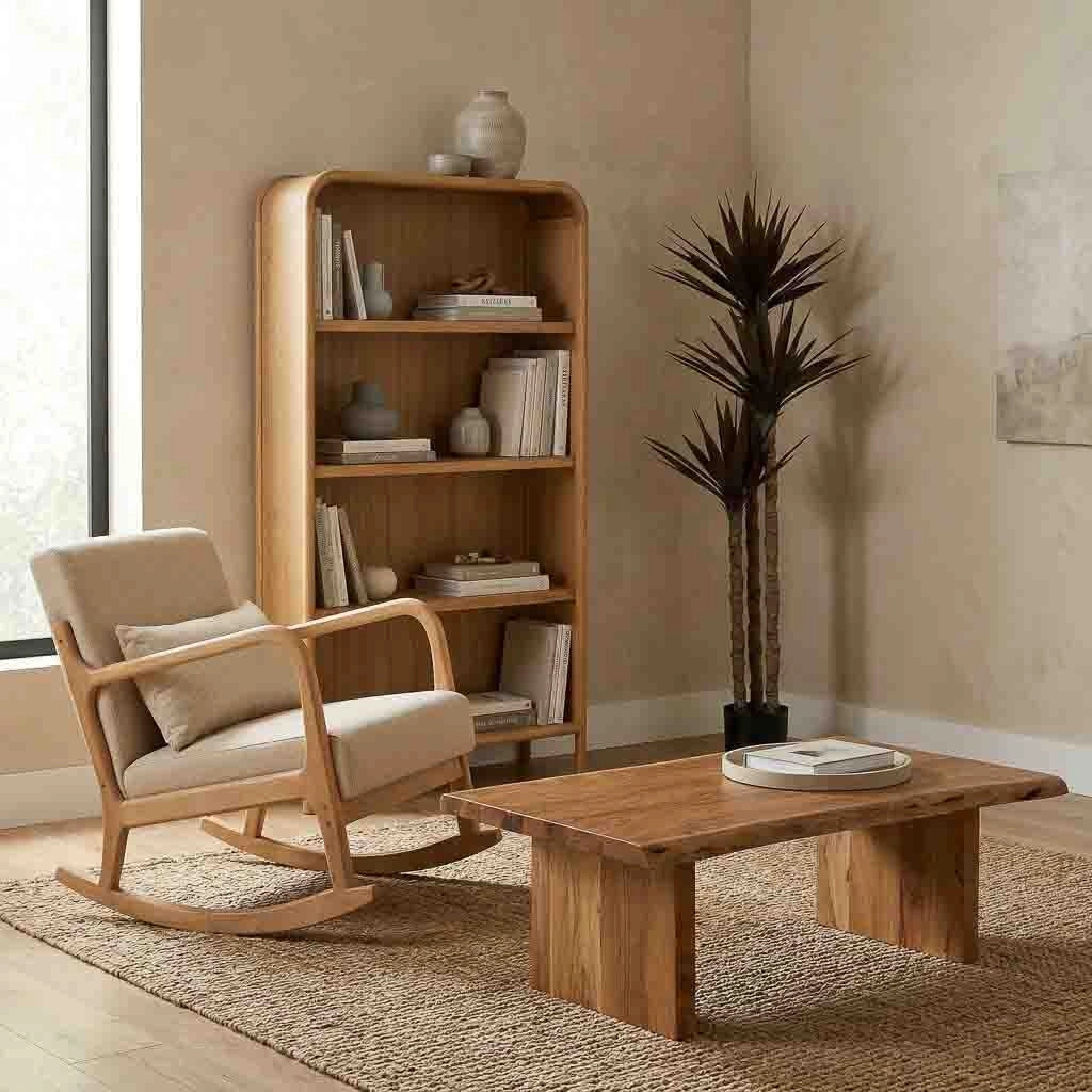 Mensola in legno e rattan marrone 100x35x179h cm