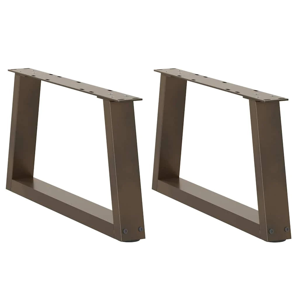 Set di 2 gambe per tavolino da caffè a forma di V 60 x 30 cm con piedini regolabili design moderno acciaio naturale 02_0056831