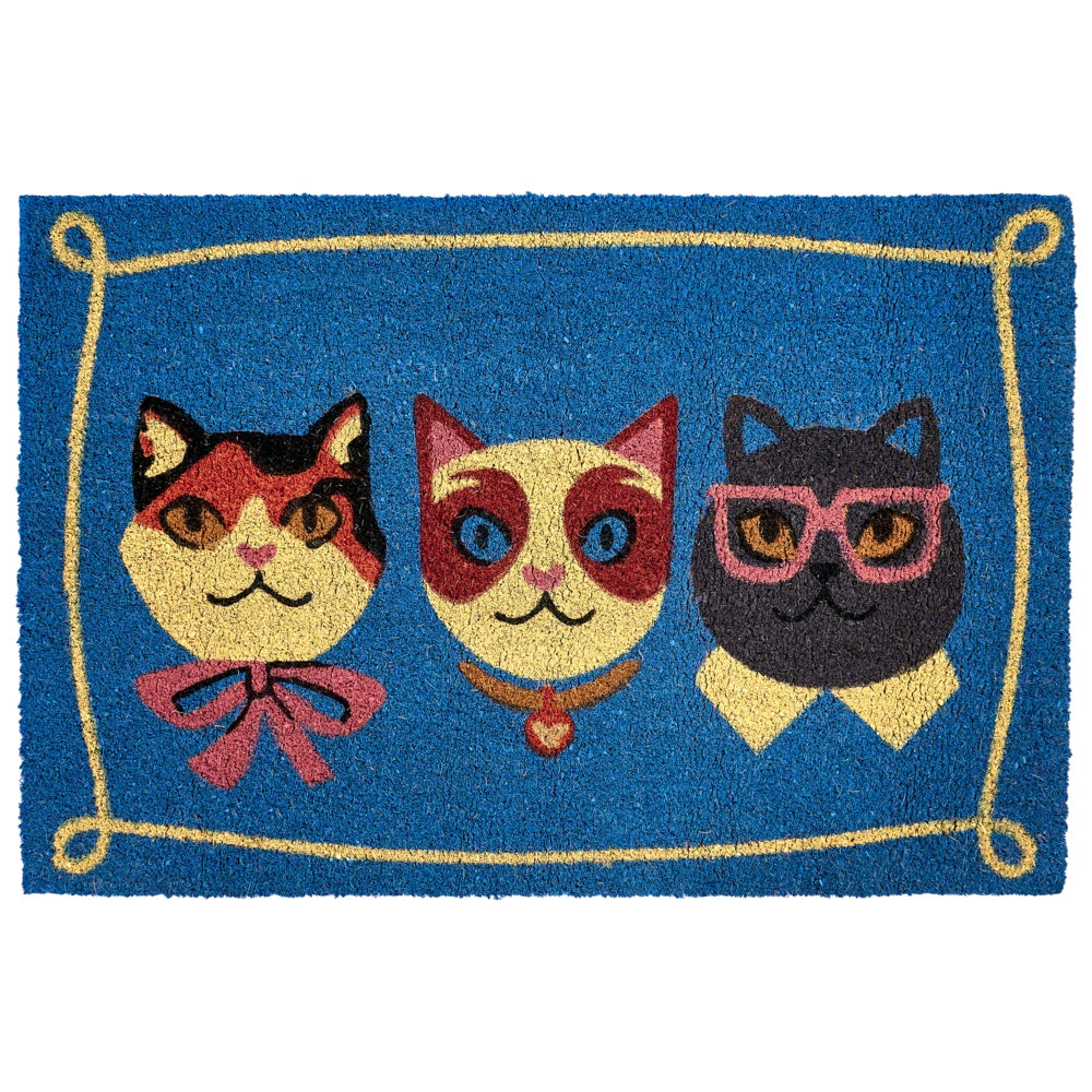 Zerbino di benvenuto in fibra di cocco antiscivolo 60 x 90 cm con retro in PVC Motivo gatto Multicolore