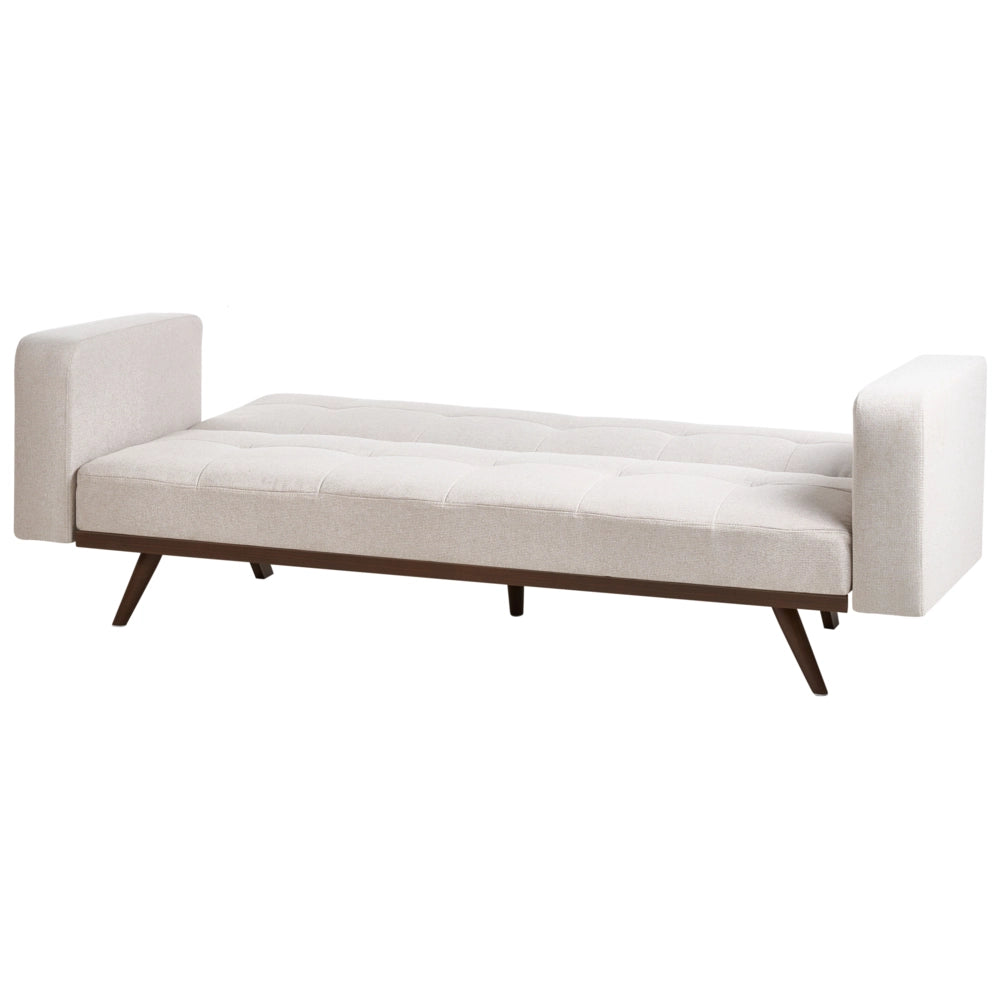Divano letto beige chiaro Rivestimento in poliestere Trapuntato 3 posti Gambe in ferro Braccioli tradizionali Stile tradizionale Soggiorno