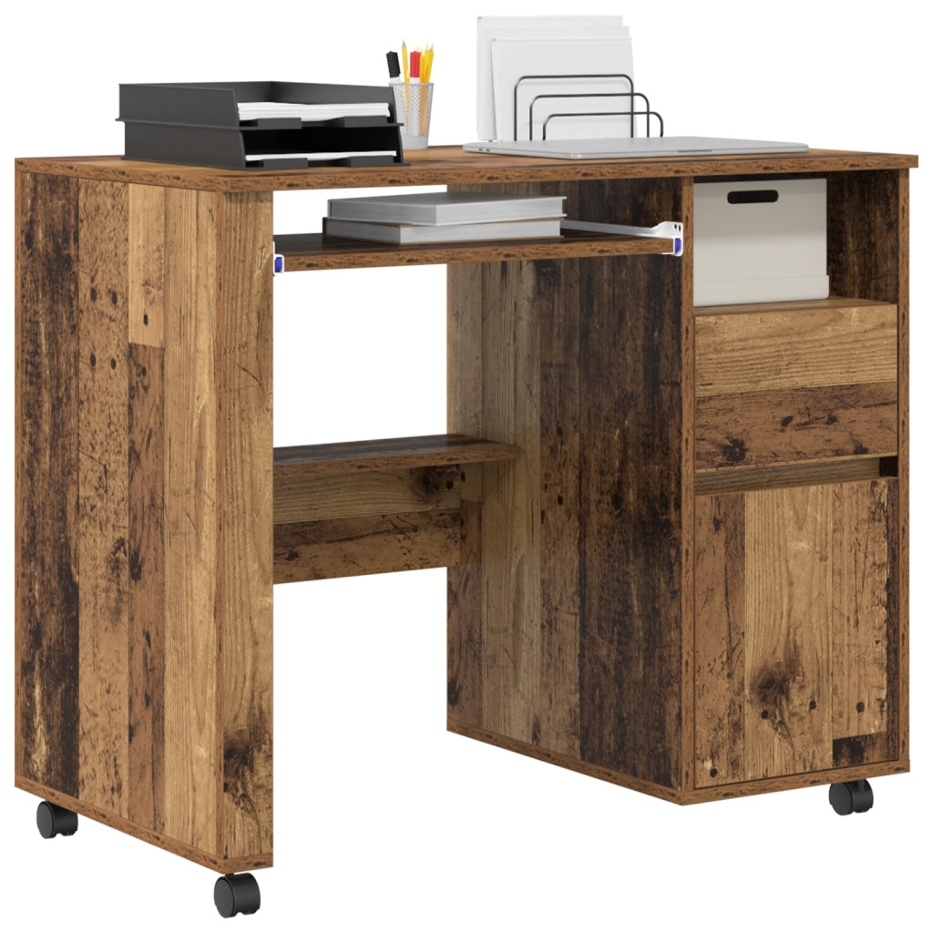 Scrivania Marrone Legno Vecchio Truciolare, Metallo Standard