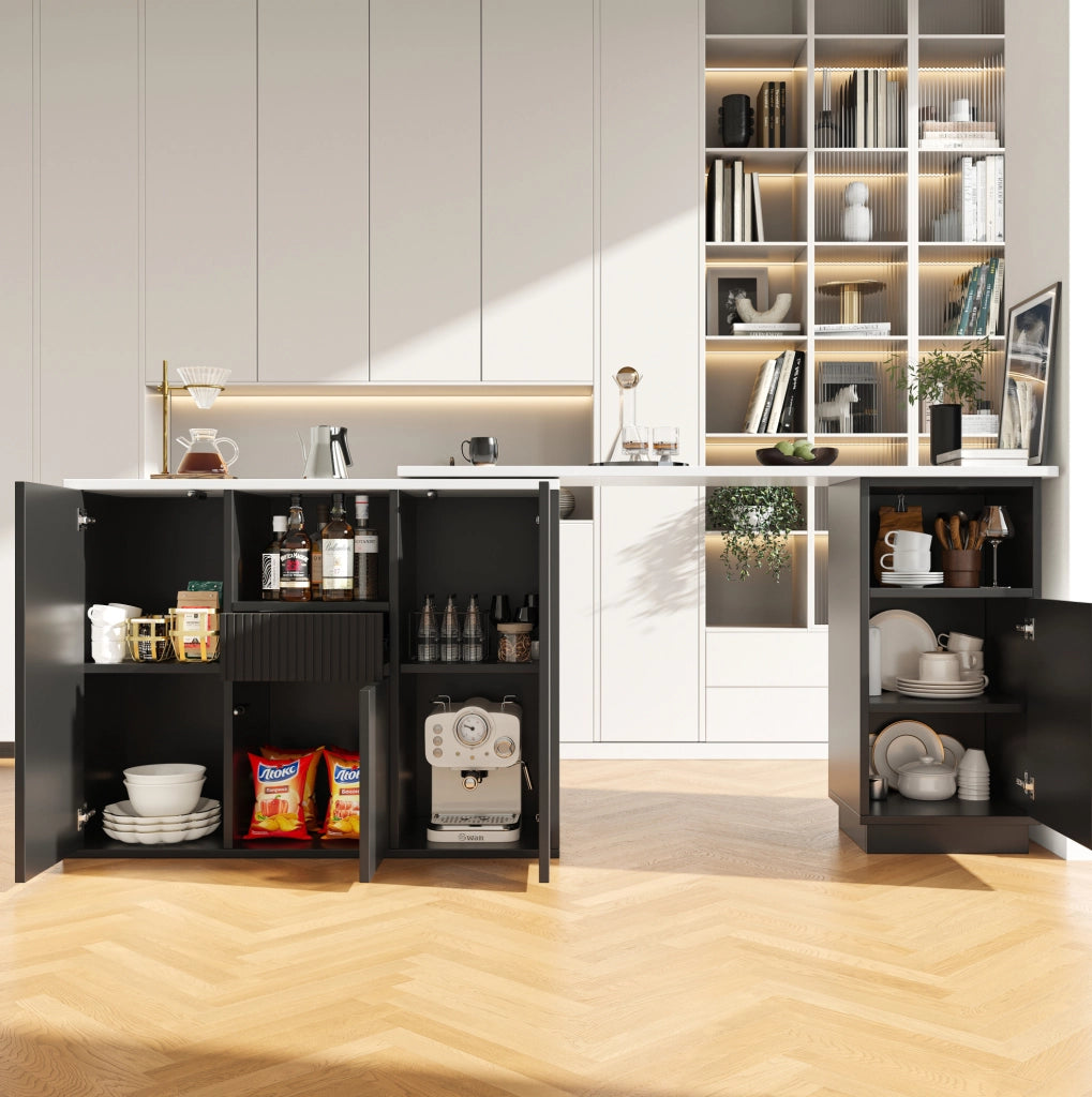 Banco bar girevole 210x30x100.9 cm con design rotante; MDF; nero