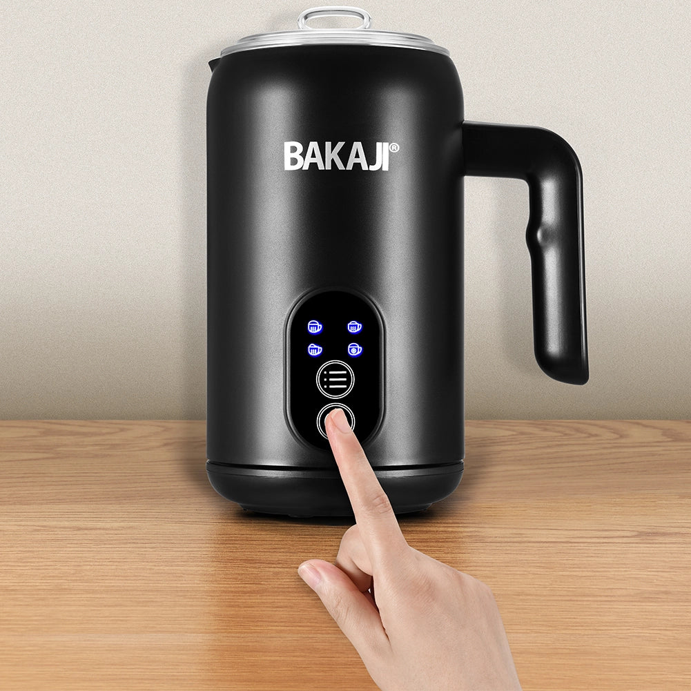 Montalatte Elettrico 500W Cappuccinatore Caldo Freddo Schiumatore Latte in Acciaio e PP Nero