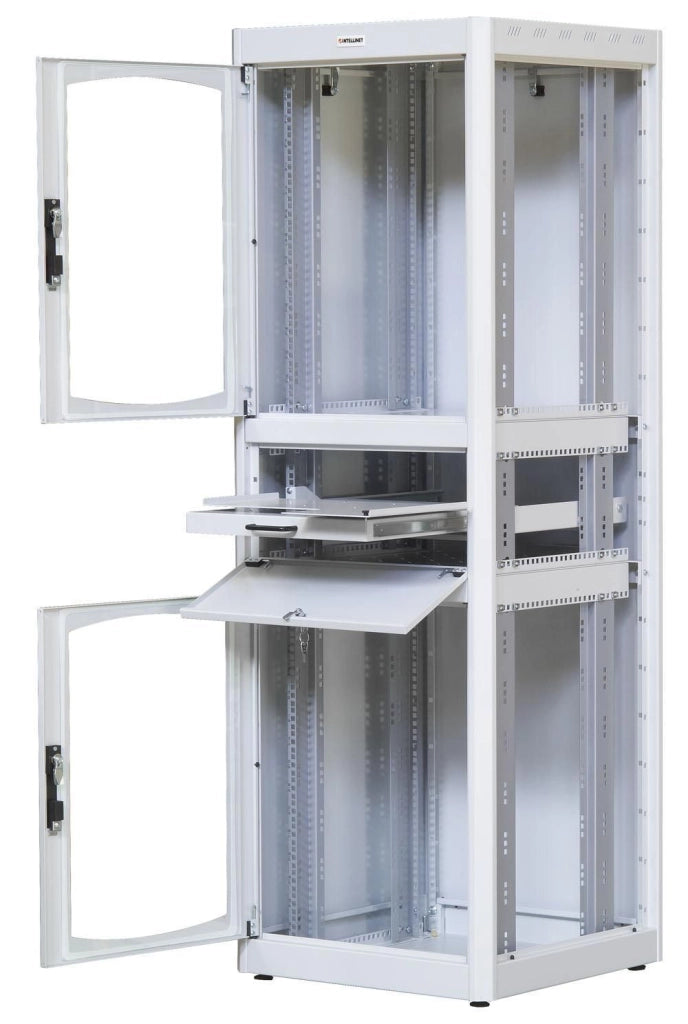 Armadio Rack 19'' 600x600 38U con Ripiano Tastiera Grigio