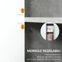 kleankin Colonna Bagno con 2 Armadietti e 2 Vani Aperti in Legno Effetto Cemento, 30x30x180cm