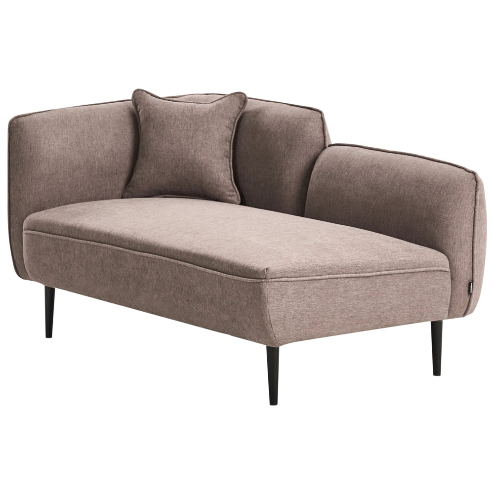 Chaise longue sinistra in poliestere bianco sporco con cuscino e gambe metallo stile moderno