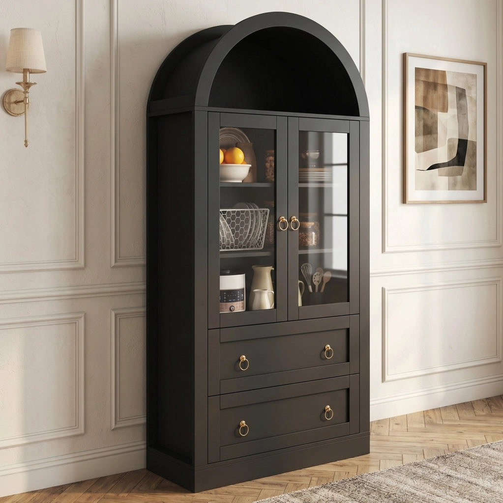 Mobile contenitore alto con ante in vetro, 80 × 36 × 170 cm