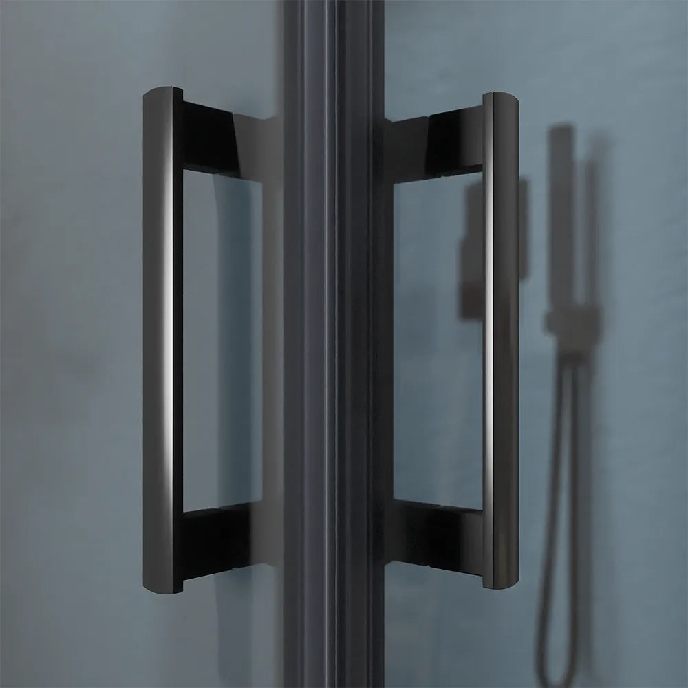 Box doccia nero opaco 3 lati 80x80x80 cm con doppio scorrevole h190 cm e vetro fumè 6 mm | Tremiti