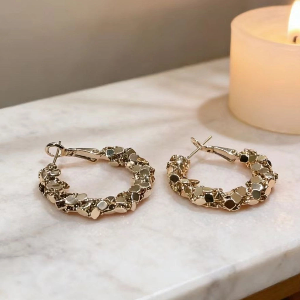 Orecchini a cerchio vintage in argento marrone