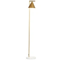 Lampada da Terra per Salotto in Acciaio con Paralume Conico Orientabile e Base in Marmo 40W, 35 x 26 x 153 cm, Oro