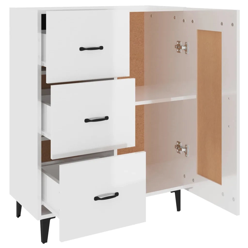 Credenza-Buffet-Armadio da cucina 69,5x34x90 cm in Legno Multistrato Bianco Lucido 271882