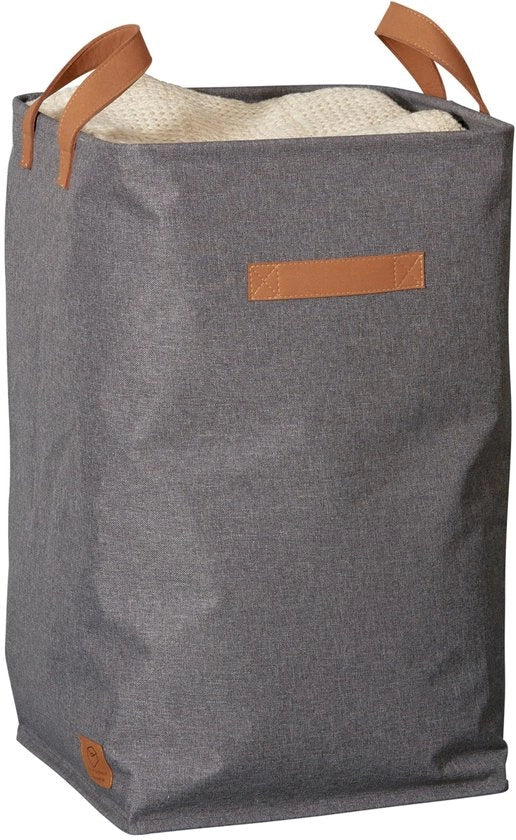 Opbergmando Premium con maniglie - asciugamani da bucato - grigio - stabile e multifunzionale - 35x35x58 cm