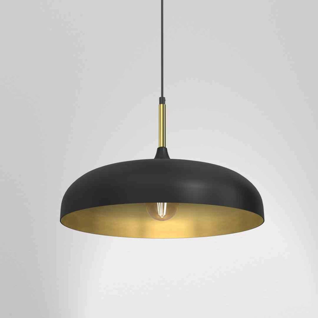 Lampadario sospeso Milagro Lincoln nero/oro Ø45 E27