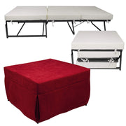Pouf Letto Brandina con Materasso Pieghevole 78x78x47 cm Avalli Contract Rosso
