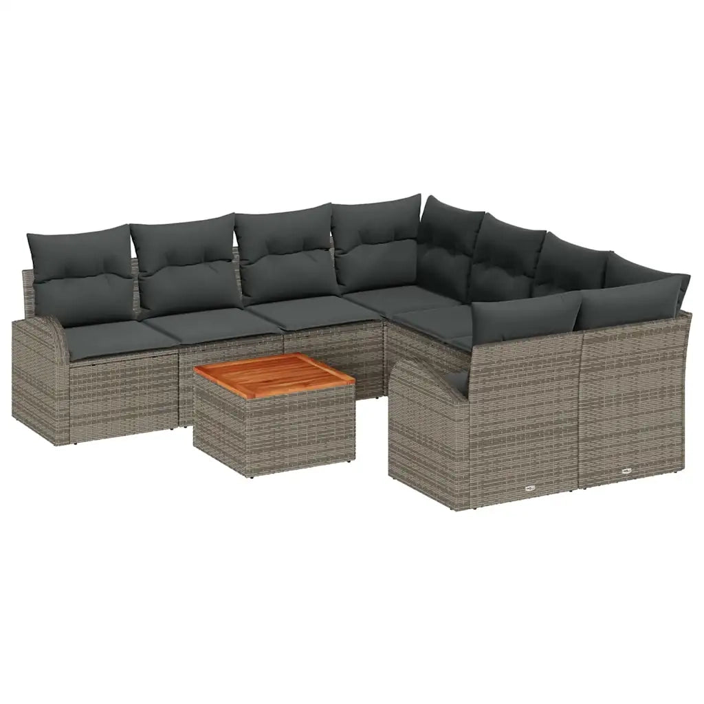 Set Divano da Giardino 9 pcs Grigio polyrattan 3356228
