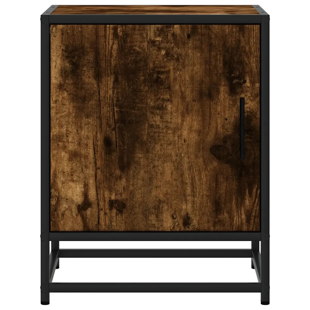 Comodini Rovere Fumo 2 pz 40x31x50 cm Legno Multistrato Metallo 848714