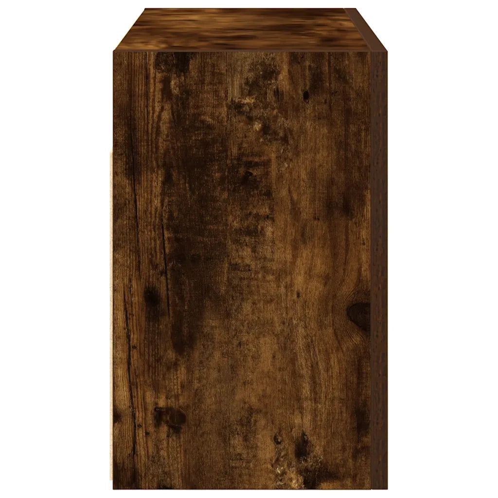 Mobiletto da bagno a parete dal design minimalista 60 x 25 x 40 cm ampio spazio contenitivo realizzato in legno composito finitura rovere affumicato 02_0051264