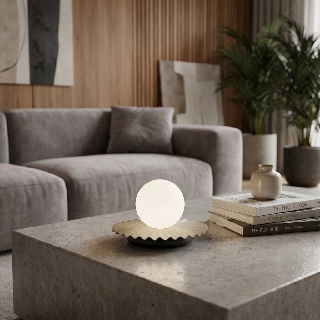Lampada da tavolo UMBRA beige vetro ondulato 1xG9 Emibig