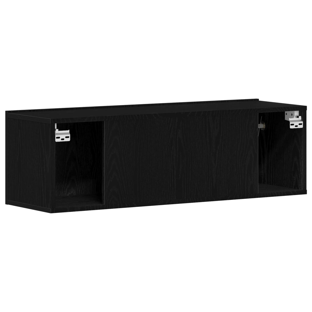 Mobile TV a muro in legno finto rovere nero 100x30x30 cm
