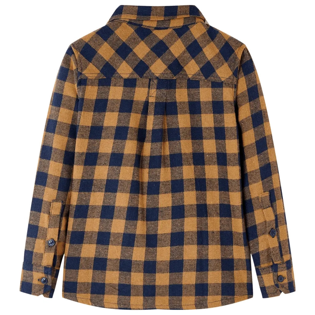 Camicia a Quadri da Bambino Cognac e Blu 116 12956