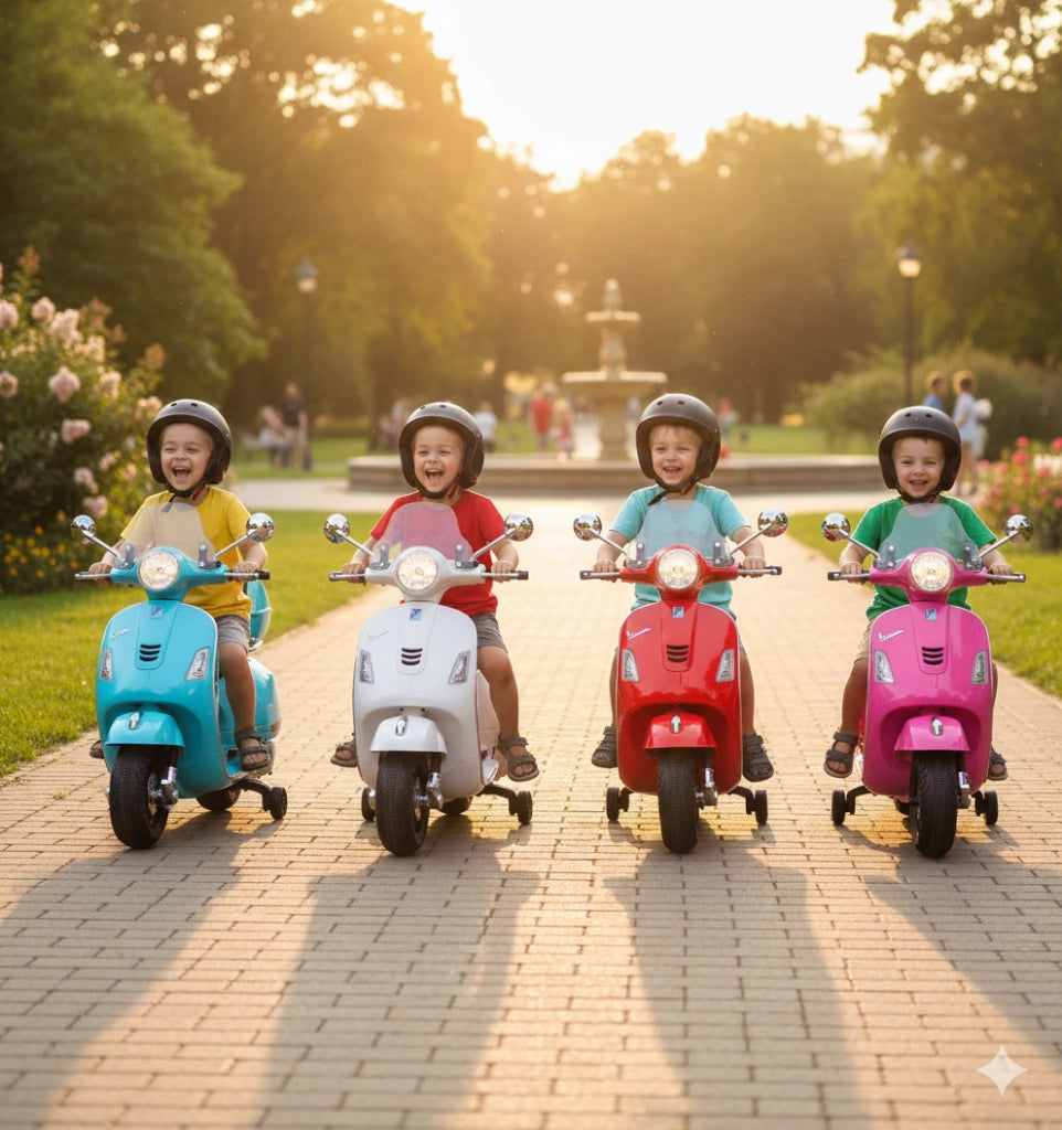 Piaggio Vespa GTS Elettrica 12V con Bauletto per Bambini Rosa