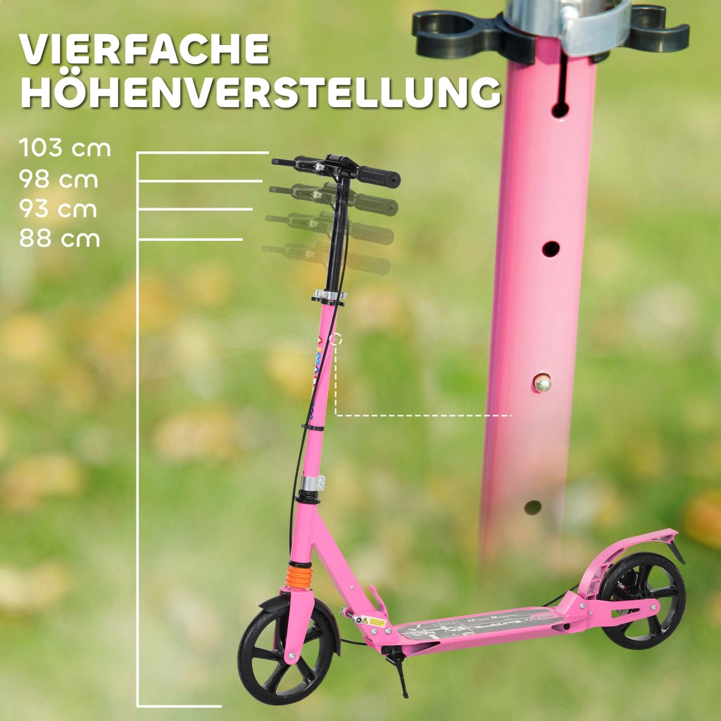 Monopattino per Bambini Regolabile e Pieghevole ¨C zephmum ¨C Rosa 94x36x88-103 cm