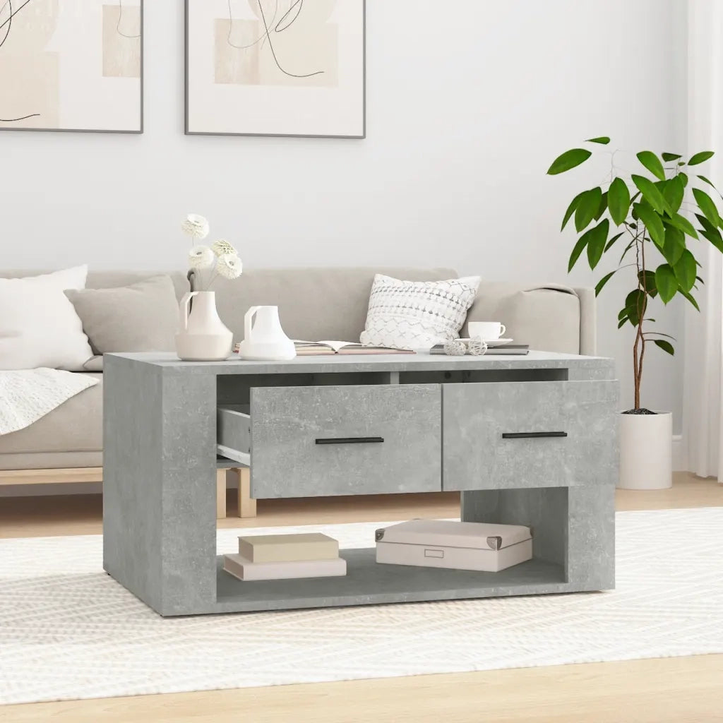 Tavolino da Salotto Grigio Cemento 80x50x40cm Legno Multistrato 816532