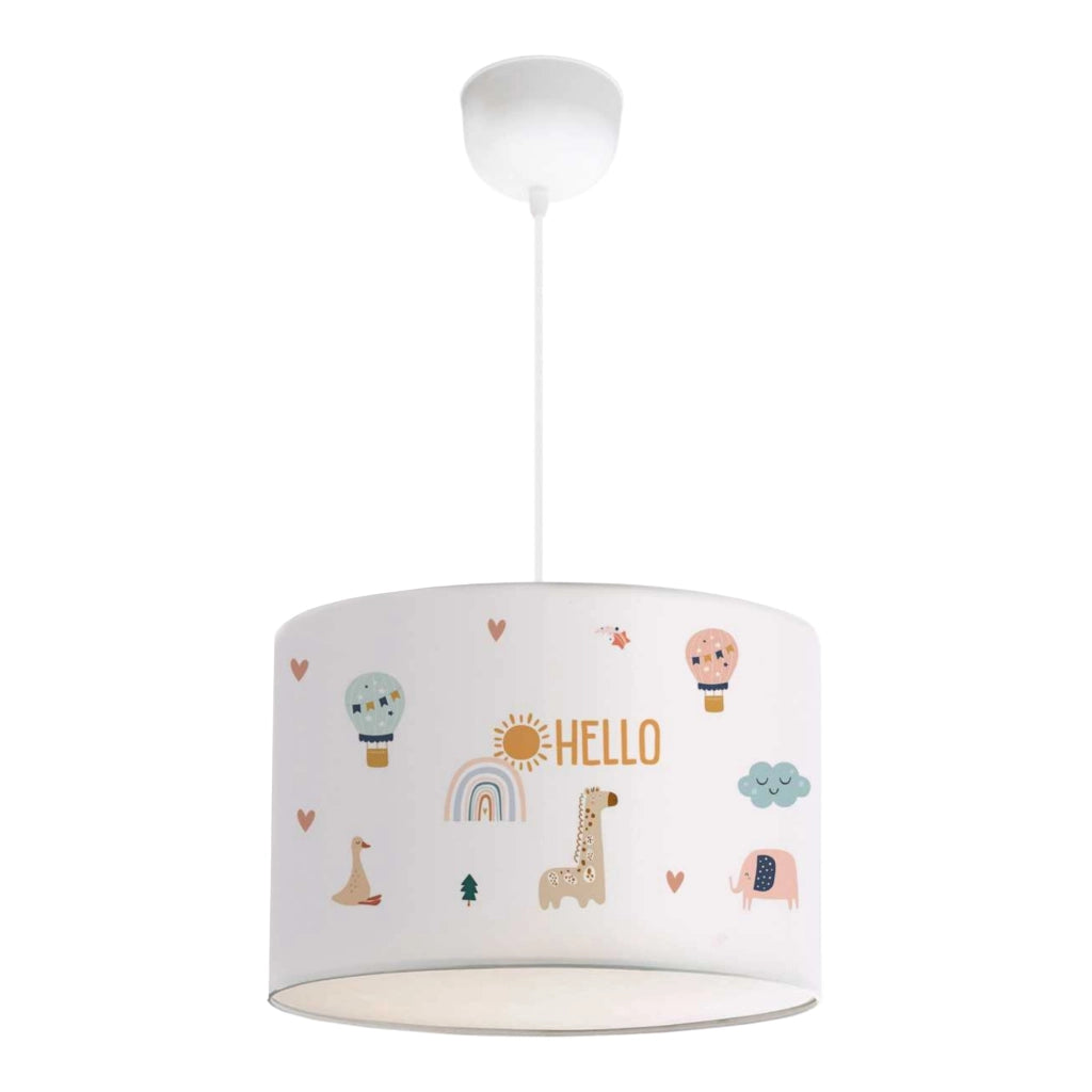 Lampada a Sospensione Rugby per Cameretta Paralume Bianco Design Giraffa lux.pro