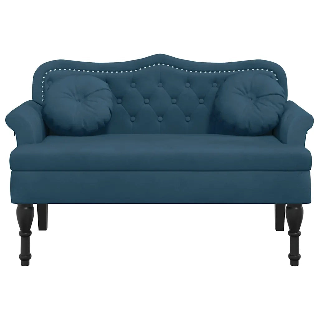 Panca con Cuscini-Sgabello-Divano Blu 120,5x65x75 cm in Velluto