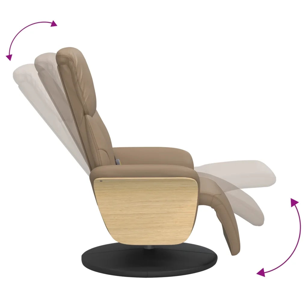 Divano Sedia-Poltrona Reclinabile Massaggi Poggiapiedi Cappuccino Similpelle 411627