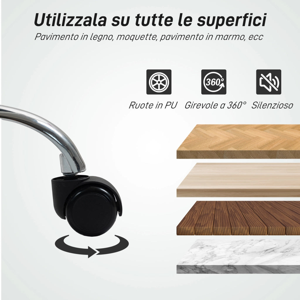 Sedia da Ufficio Regolabile ¨C Zephmum ¨C Pelle PU Bianco 44x50x78-88 cm