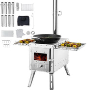 Camping a Gas Stoviglio Portatile - Stufa da Campeggio in Acciaio con Ciminiera e Accessori