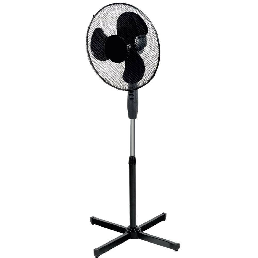 Trade Shop - Ventilatore A Colonna Piantana 45w Pale 40cm 3 Velocità Altezza Regolabile Nero -