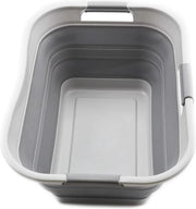 Contenitore Opvouabile da 30L - Organizzatore Op-Op Pop-Up - Lavatrice Portatile - Lavandino Portatile - Capacità d'Acqua 24L (1, Grigio)
