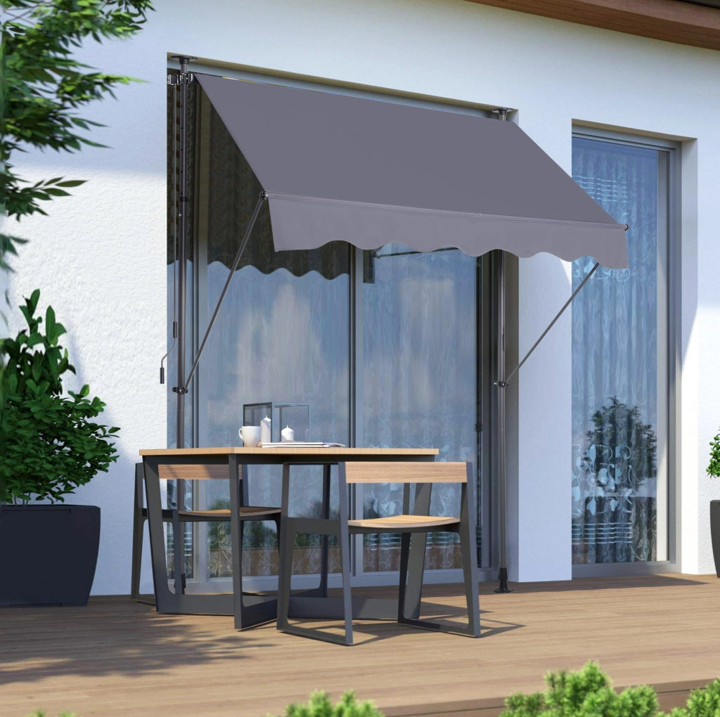 Tenda da sole a braccio per balcone 200 x 150 cm; regolabile in altezza e inclinazione; grigio scuro