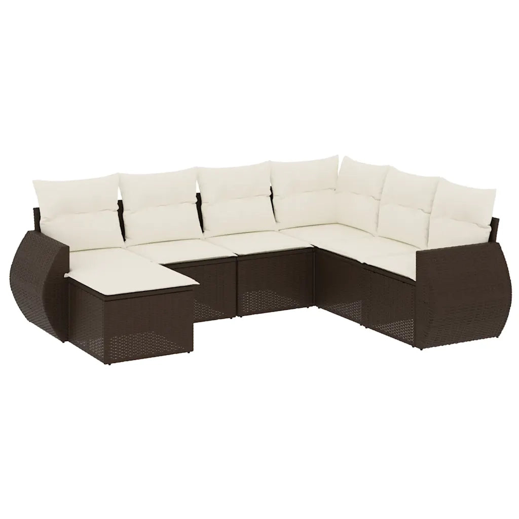 Set Divani da Giardino 7 pz con Cuscini Marrone in Polyrattan 3254040