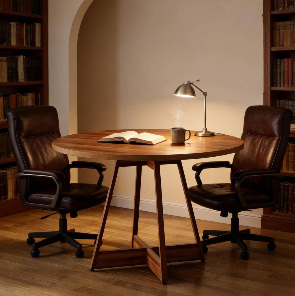 Tavolo da pranzo rotondo 100 cm in MDF marrone, per 2-4 persone, stile country