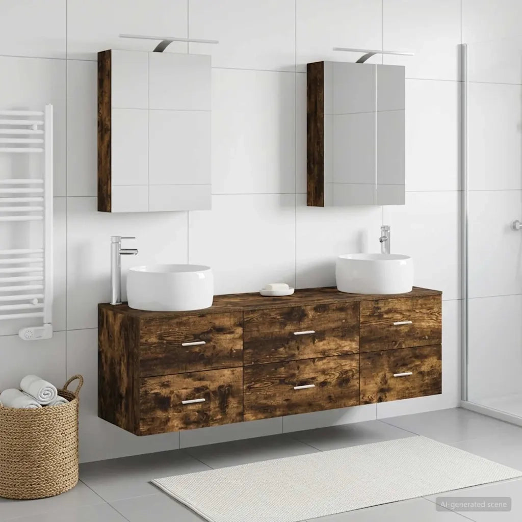 Set di mobili per il bagno 5 pcs Rovere Fumo 3406995