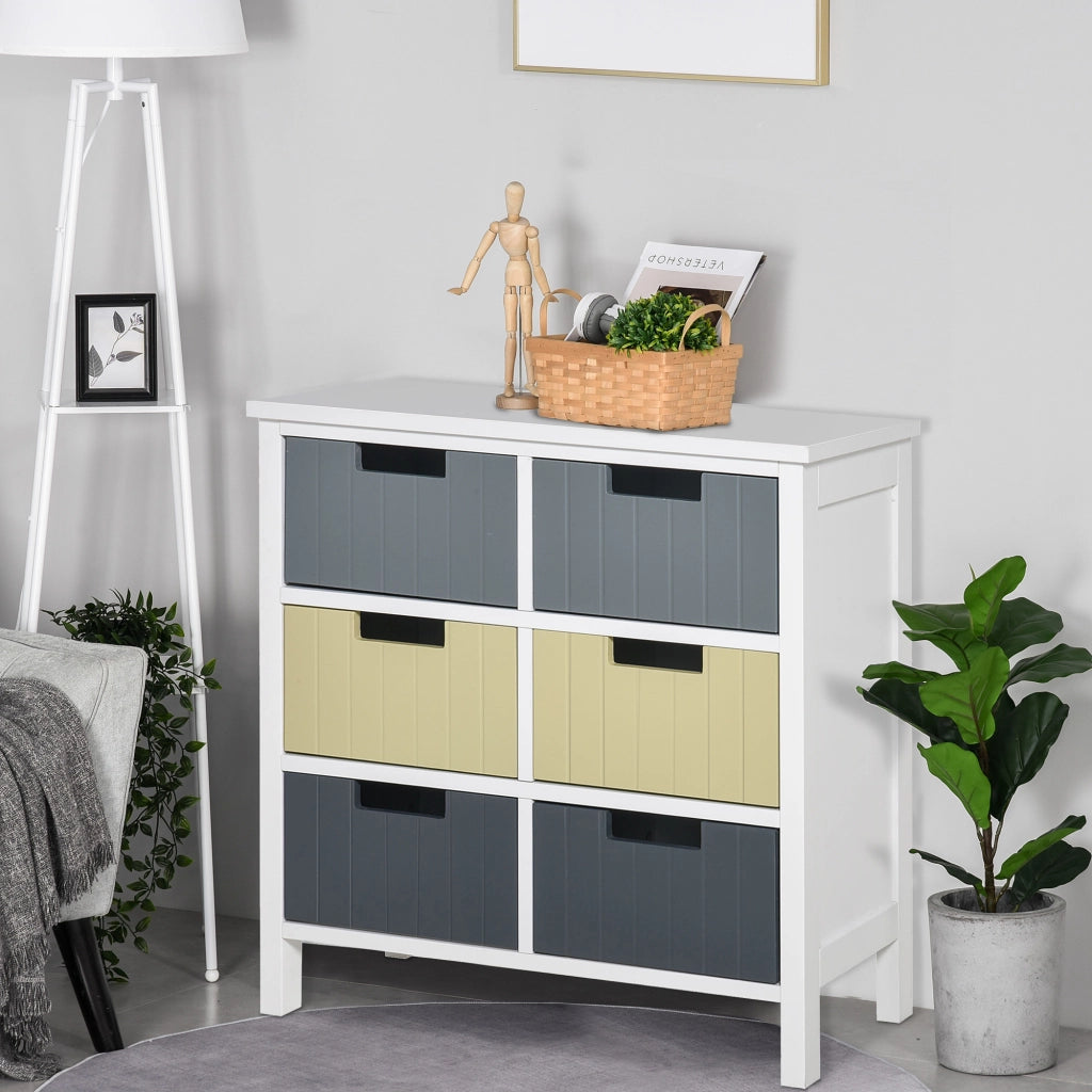 Cassettiera con 6 cassetti in legno ¨C zephmum ¨C multicolore 62x28x58 cm