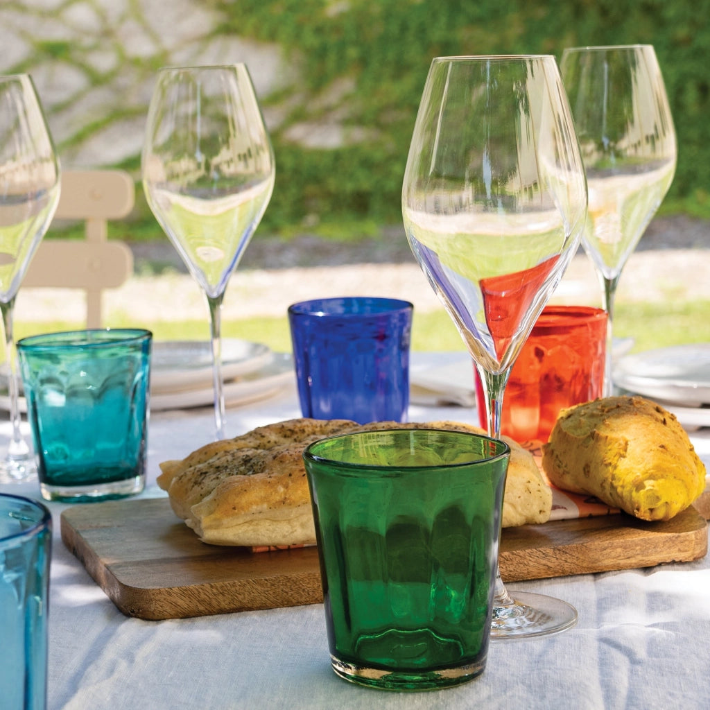 Zafferano Set 6 Bicchieri Tumbler Serie Bei in Vetro Soffiato a Bocca Colore Verde, Lavorazione Artigianale a Mano Volante Eleganti e Resistenti