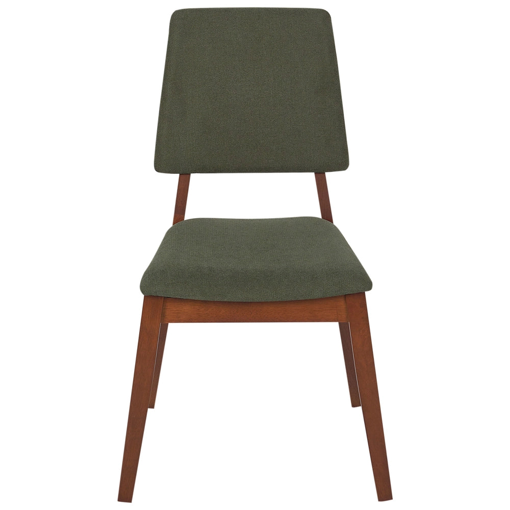 Set di 2 sedie da pranzo imbottite con schienale e seduta imbottiti in legno scuro verde elegante e chic