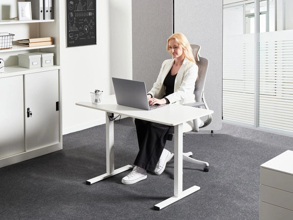 Scrivania elettrica regolabile bianco 120 x 60 cm stile moderno