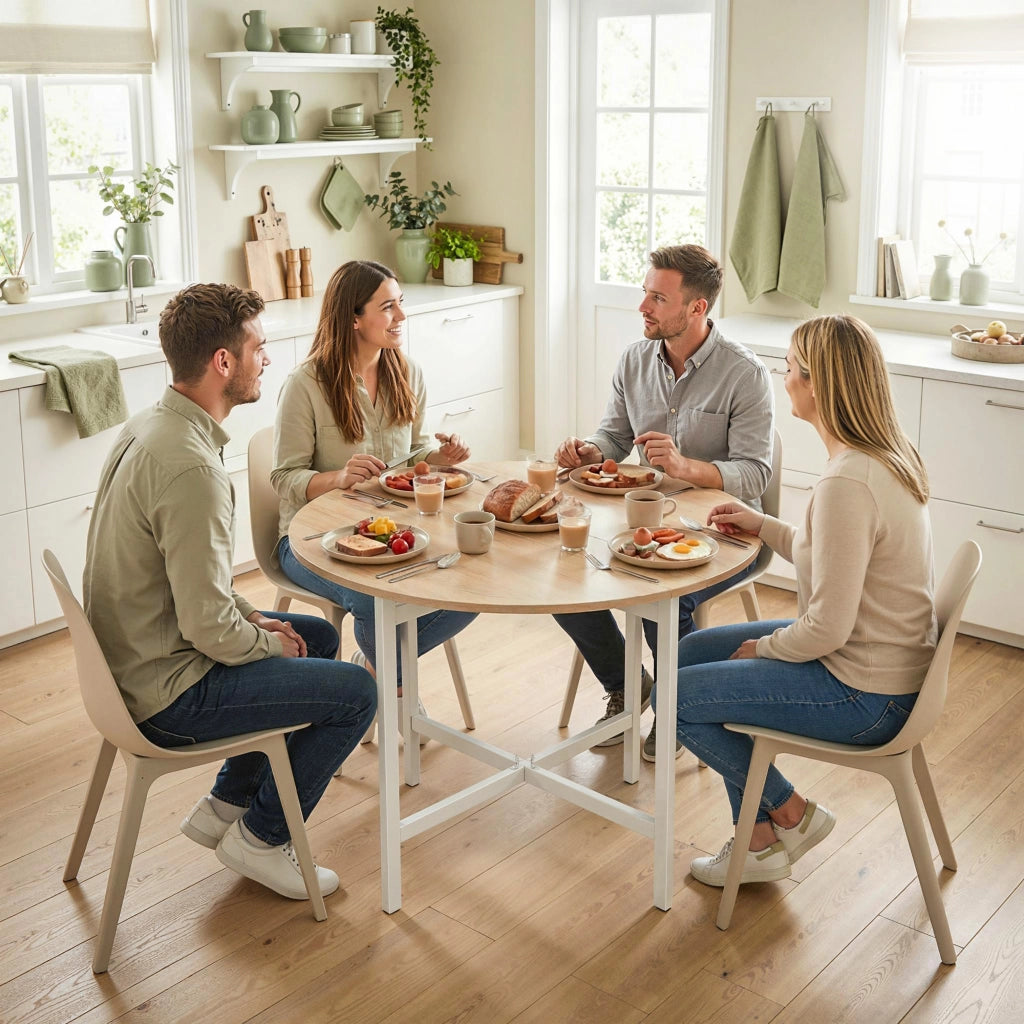 Tavolo pieghevole rotondo 80 cm ¨C Xylo ¨C telaio metallo naturale 2-4 persone