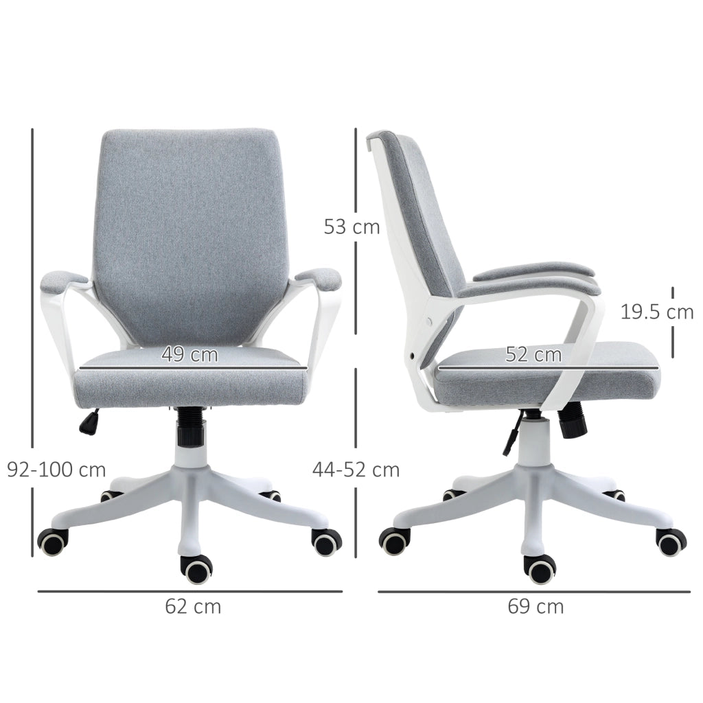 Sedia da ufficio imbottita girevole ¨C Zephmum ¨C Grigio, tessuto, altezza regolabile