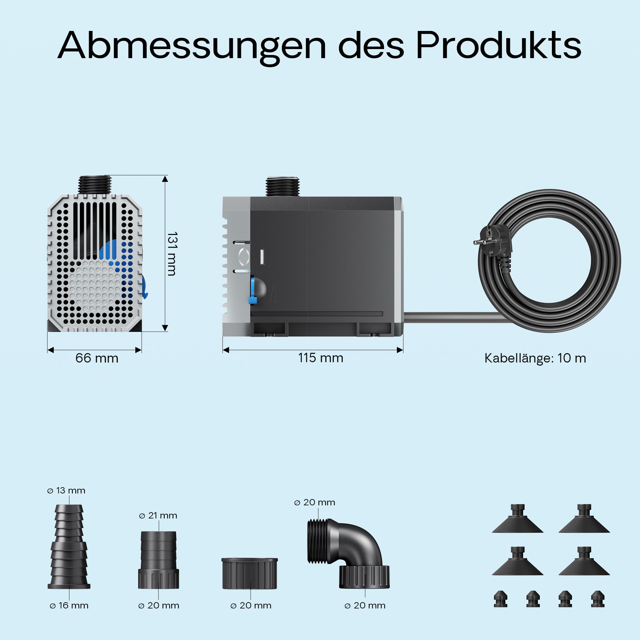 CHJ-2000-10 Pompa da laghetto 2000l/h 35W Filtro e pompa per ruscelli Cavo da 10 m Stagno