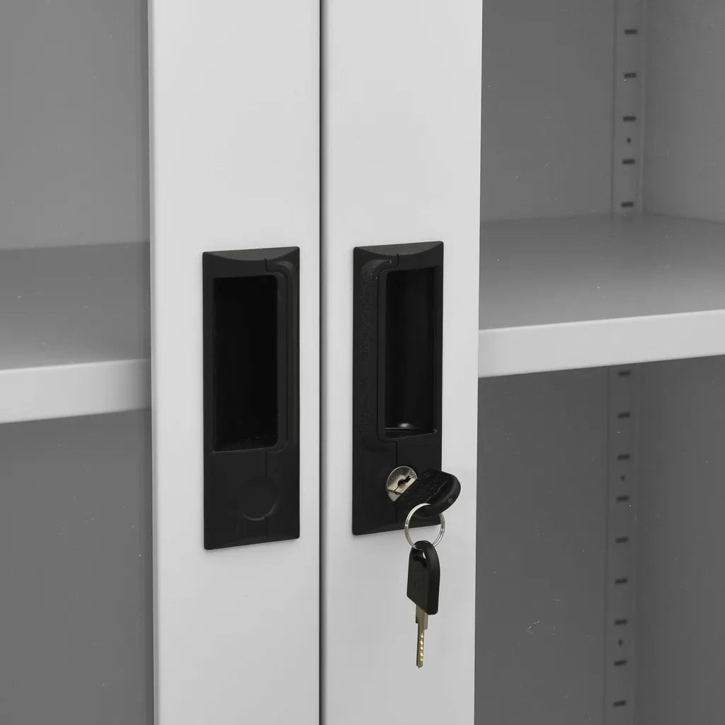 Armadio per Ufficio Grigio Chiaro 90x40x180 cm Acciaio e Vetro 335939