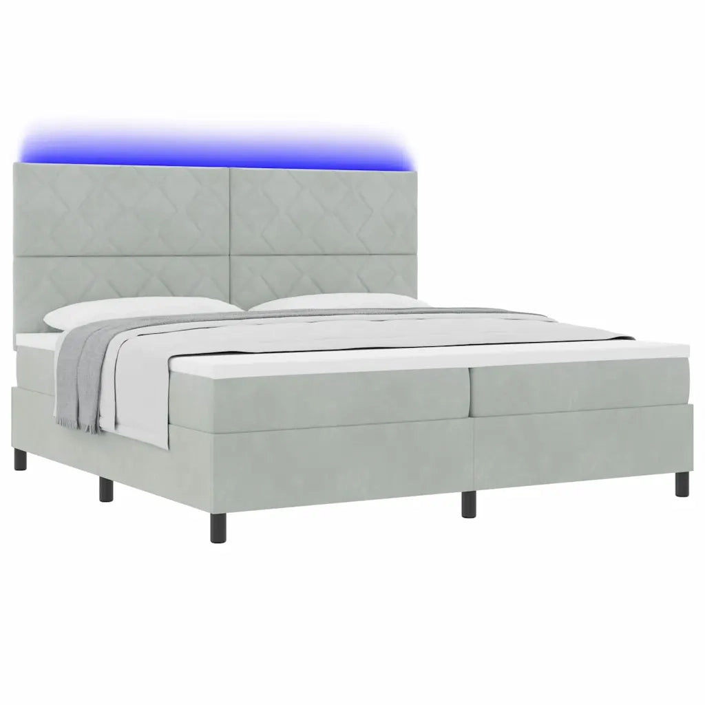 Letto a Sorgente LED Grigio chiaro 200 x 200 cm Tessuto 3343400