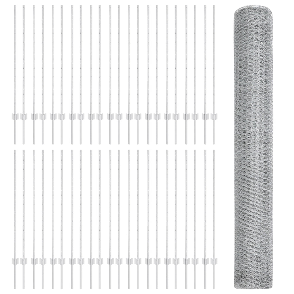 Pali di Recinzione 22 pcs U-Channel 120 cm Acciaio Zincato