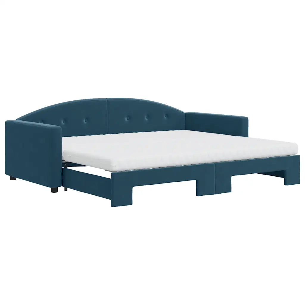 Divano Letto Estraibile con Materassi Blu 90x200 cm Velluto 3197324